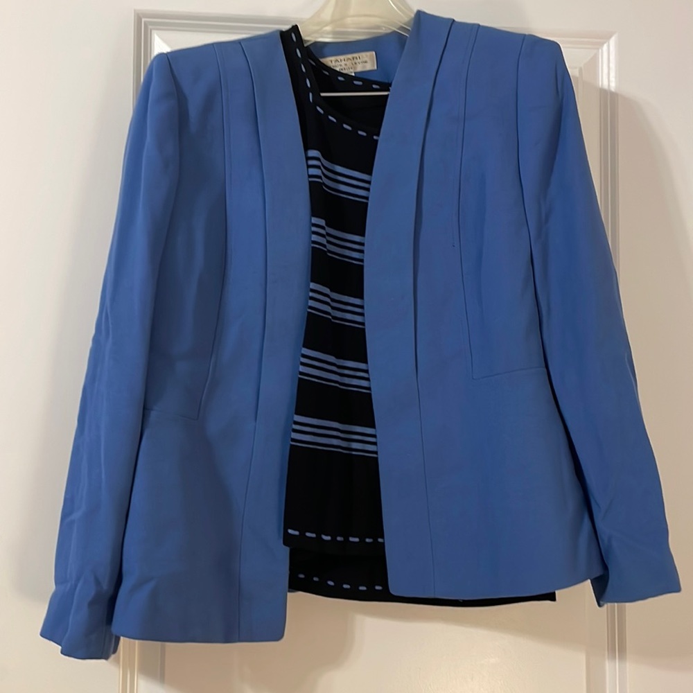 Blue and Black Blazer and blouse